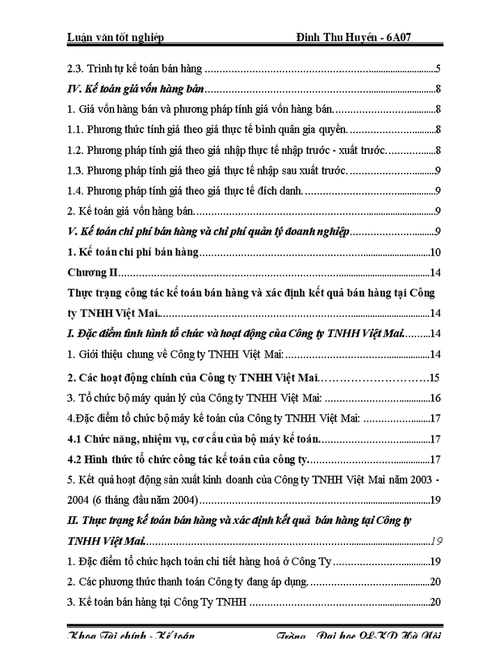 image for page Hoàn thiện công tác Kế toán bán hàng và xác định kết quả bán hàng tại Công ty Trách nhiệm Hữu hạn Việt Mai