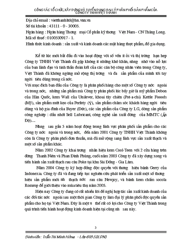 image for page Công tác tổ chức Xây dựng và tuyển dụng đại lý phân phối sản phẩm của Công ty Trách nhiệm Hữu hạn Việt Thành