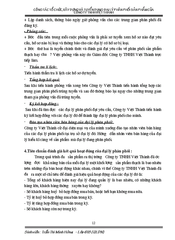 image for page Công tác tổ chức Xây dựng và tuyển dụng đại lý phân phối sản phẩm của Công ty Trách nhiệm Hữu hạn Việt Thành