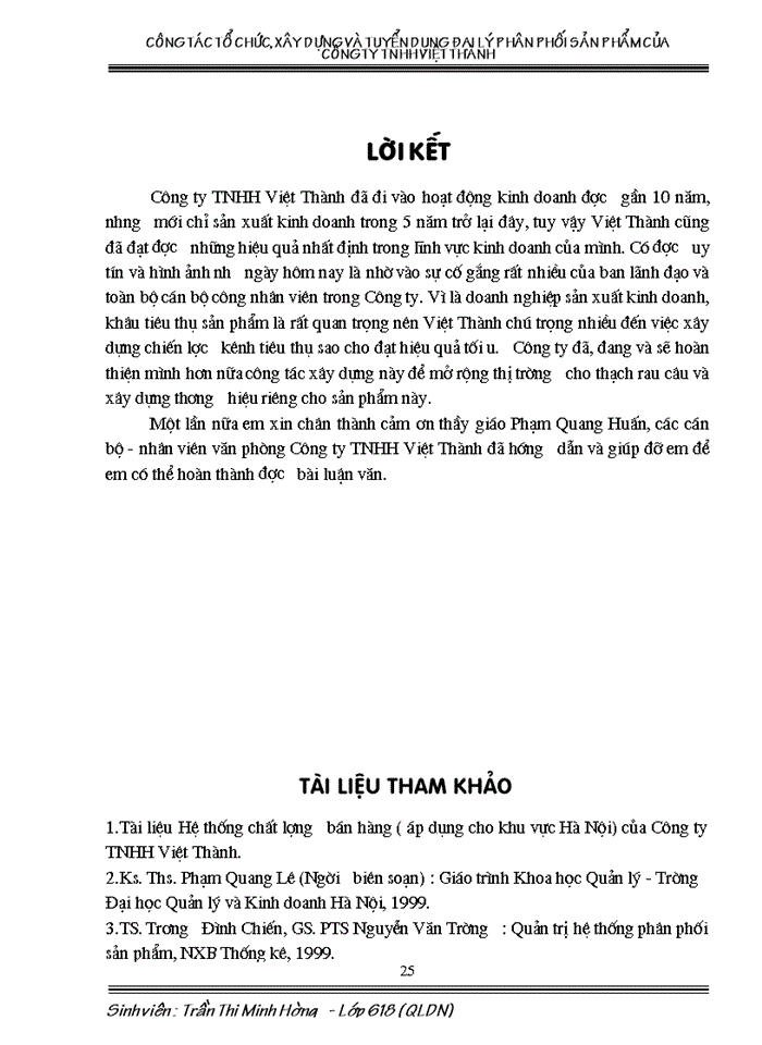 image for page Công tác tổ chức Xây dựng và tuyển dụng đại lý phân phối sản phẩm của Công ty Trách nhiệm Hữu hạn Việt Thành