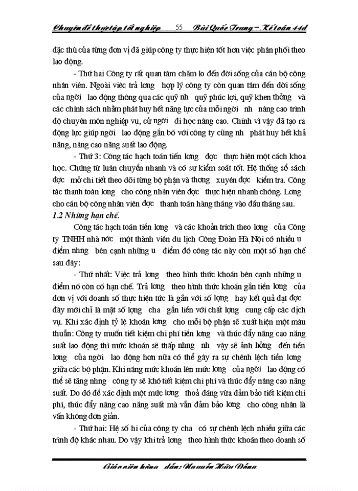 image for page Hạch toán tiền lương và các khoản trích theo lương tại Công ty Trách nhiệm Hữu hạn nhà nước một thành viên du lịch Công Đoàn Hà Nội