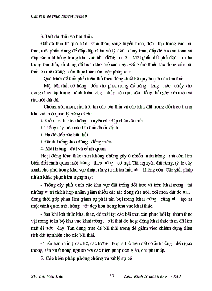 image for page Phân tích những tác động môi trường và đánh giá hiệu quả kinh tế môi trường của dự án cải tạo mở rộng khai thác Kinh doanh Than - mỏ than Cọc Sáu