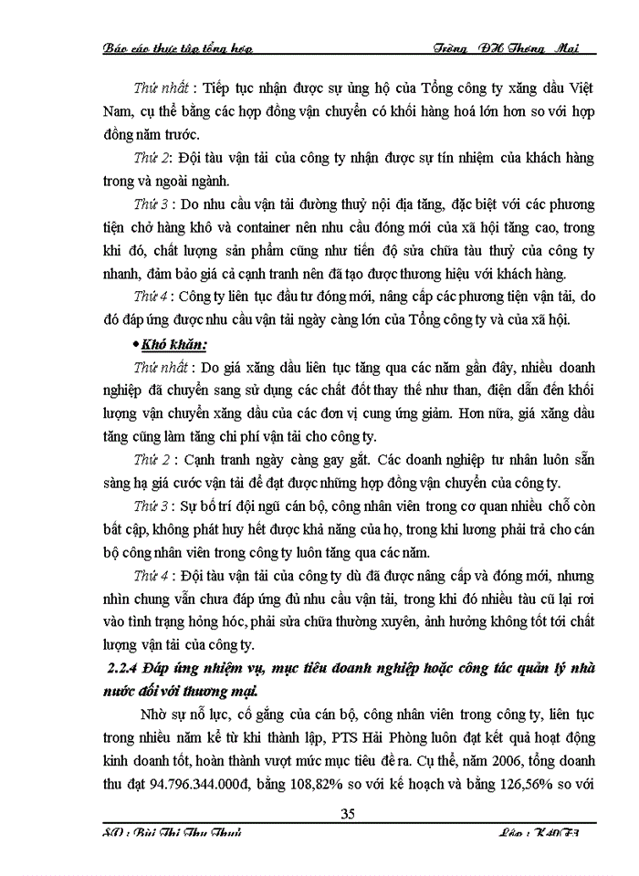 image for page Tình hình tổ chức quản lý hoạt động Sản xuất Kinh doanh của Công ty Cổ phần vận tải và dịch vụ Petrolimex Hải Phòng