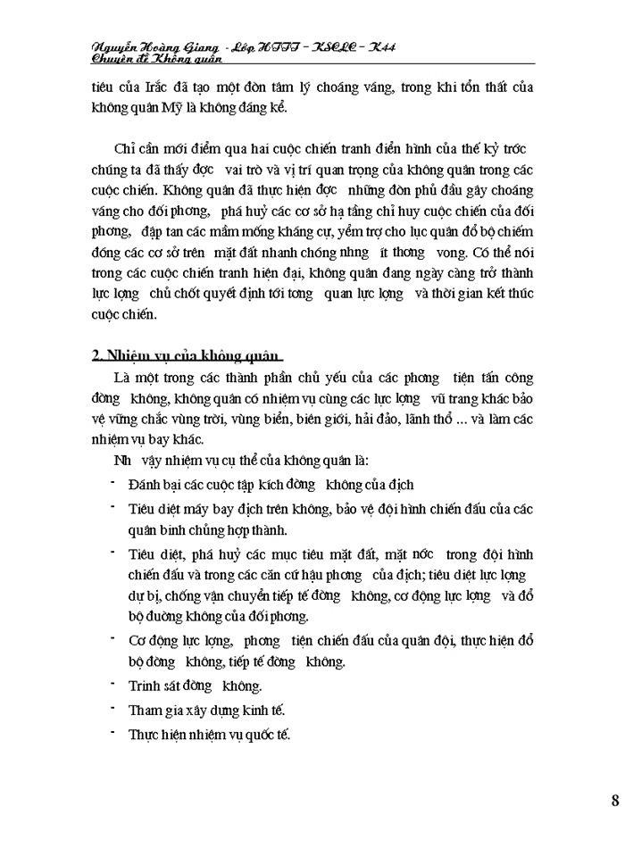 image for page Quân sự Phân tích vai trò nhiệm vụ thành phần của không quân nói chung và vai trò của không quân nhân dân Việt Nam trong chiến tranh bảo vệ tổ quốc