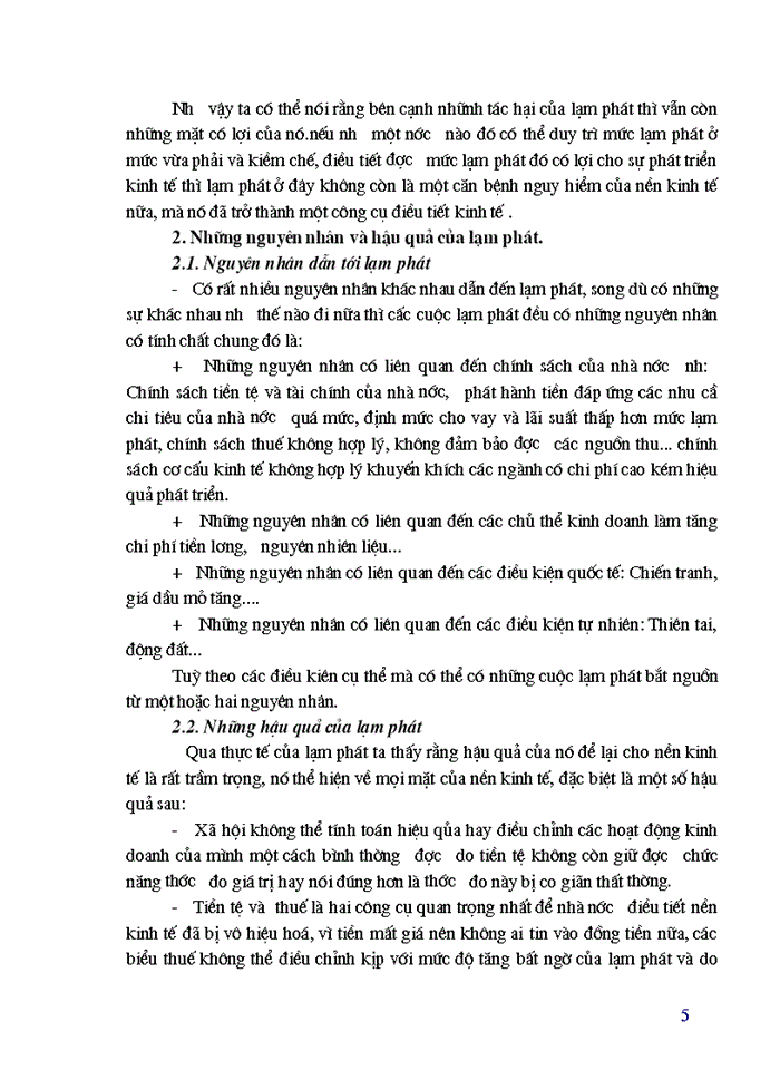 image for page Những nguyên nhân và hậu quả của lạm phát