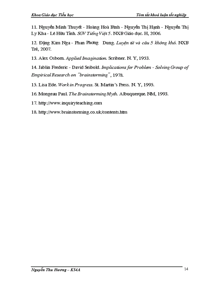 image for page Nghiên cứu việc vận dụng phương pháp dạy học động não trong phân môn Luyện từ và câu lớp 5 ở Tiểu học