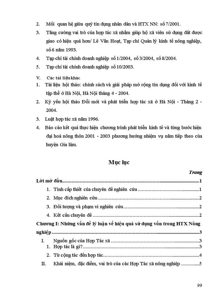 image for page Thực trạng và Giải pháp nâng cao hiệu quả sử dụng vốn của các hợp tác xã nông nghiệp ở huyện Gia Lâm