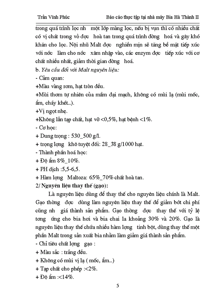 image for page Báo cáo thực tập tại nhà mỏy Bia Hà Thành II