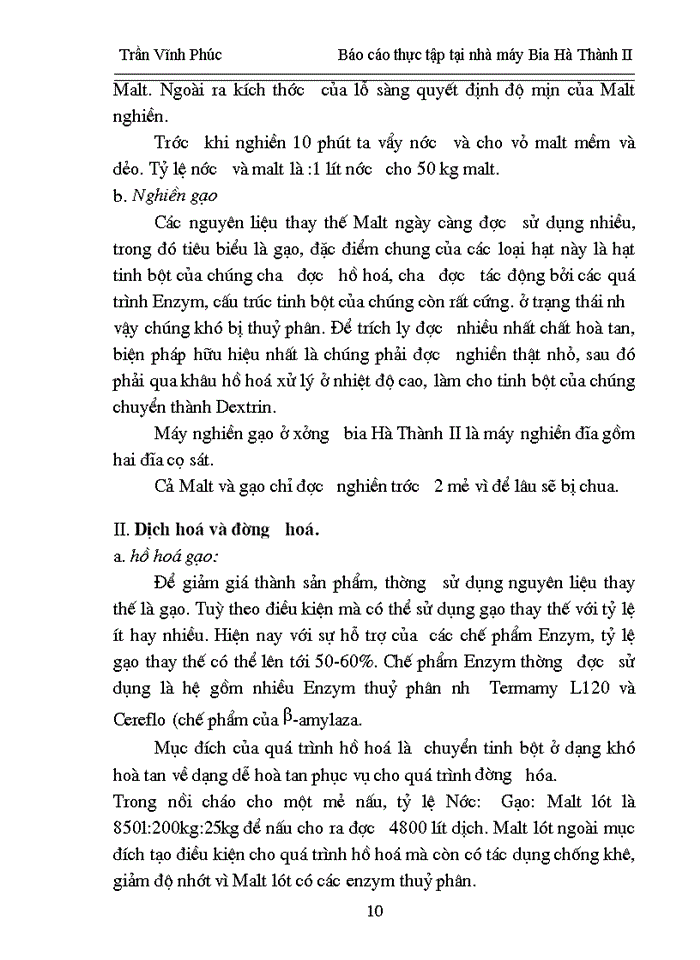 image for page Báo cáo thực tập tại nhà mỏy Bia Hà Thành II