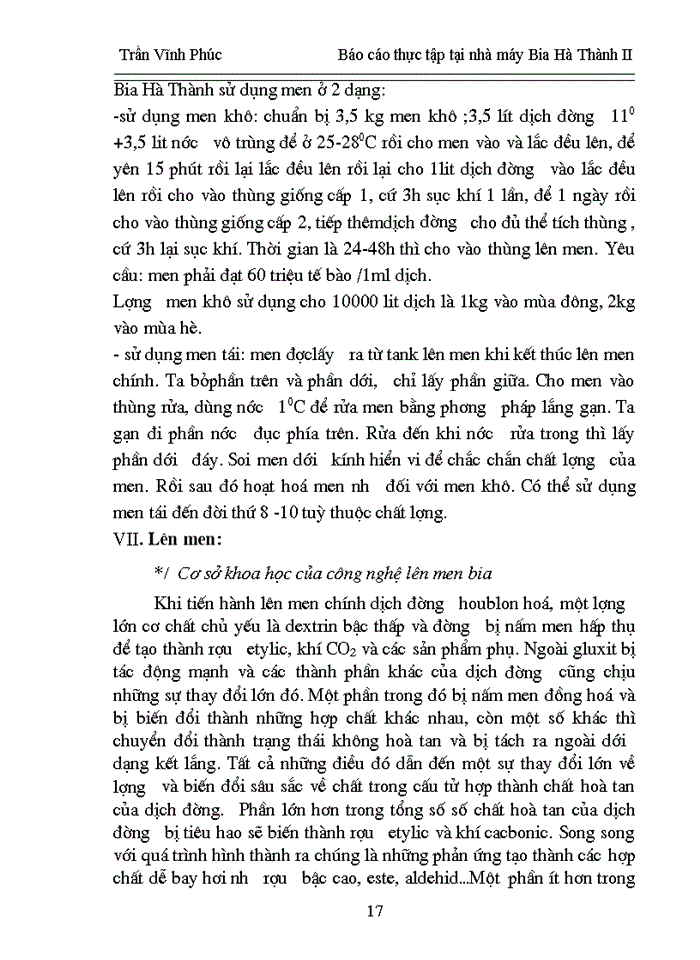 image for page Báo cáo thực tập tại nhà mỏy Bia Hà Thành II