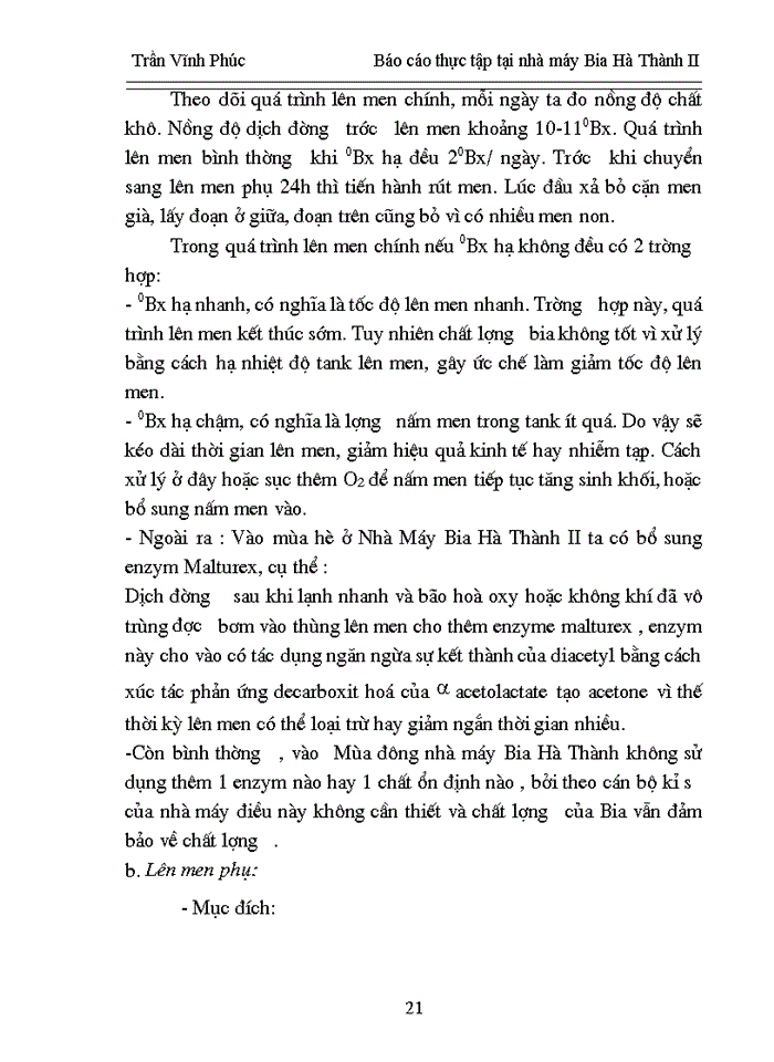 image for page Báo cáo thực tập tại nhà mỏy Bia Hà Thành II