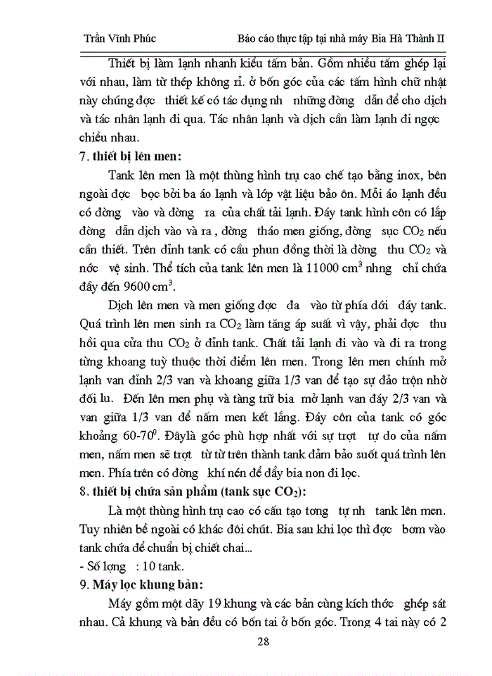 image for page Báo cáo thực tập tại nhà mỏy Bia Hà Thành II