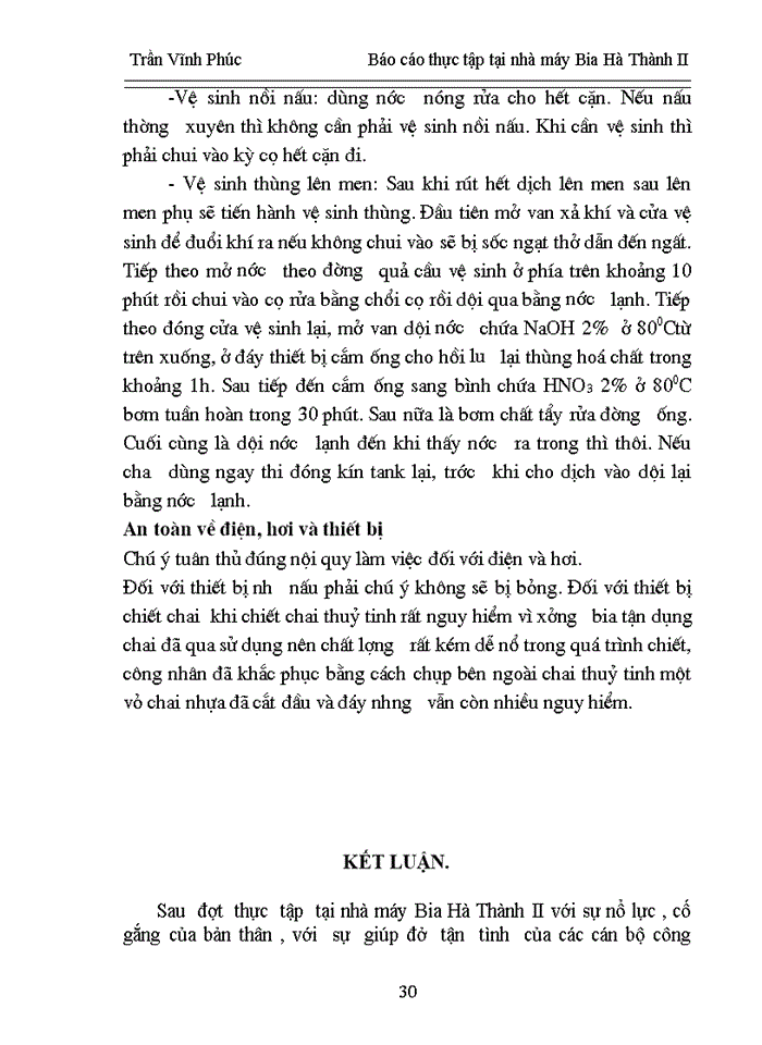 image for page Báo cáo thực tập tại nhà mỏy Bia Hà Thành II
