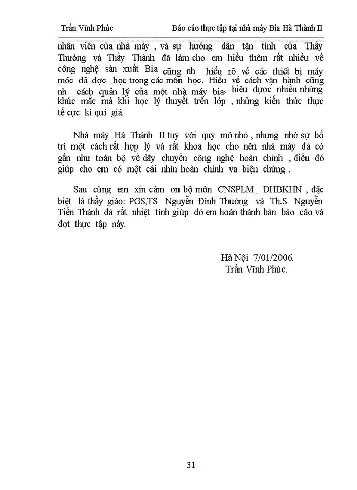 image for page Báo cáo thực tập tại nhà mỏy Bia Hà Thành II