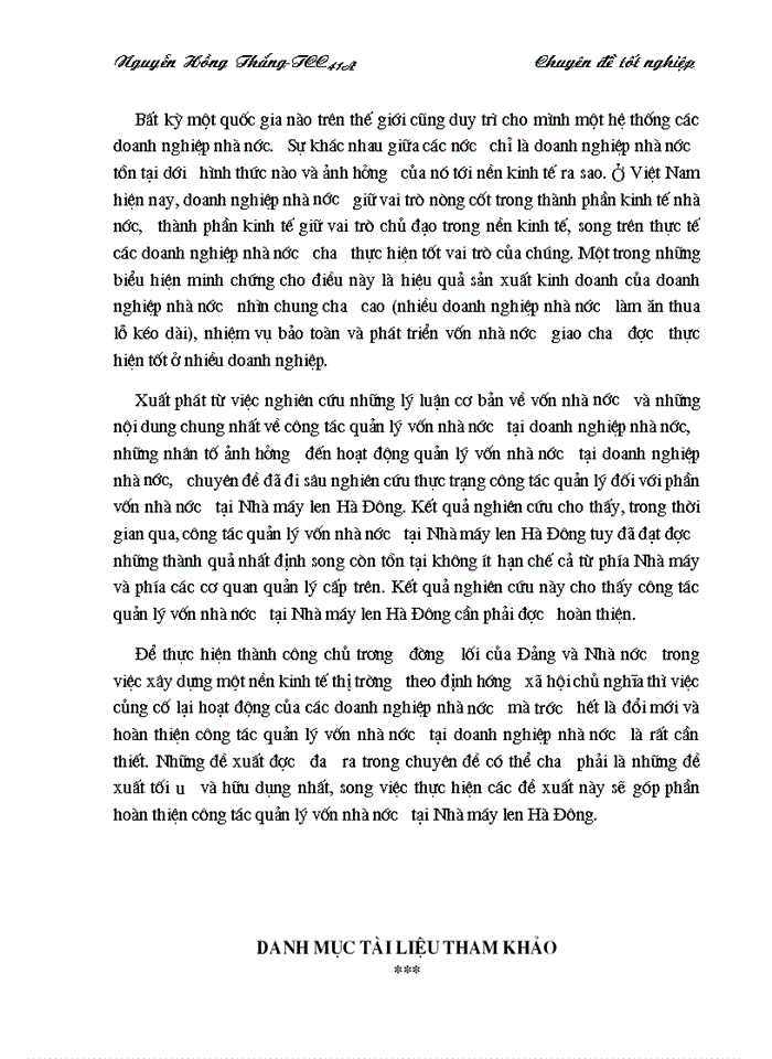 image for page Quản lý vốn nhà nước tại Doanh nghiệp nhà nước Nghiên cứu vận dụng tại Nhà máy len Hà Đông