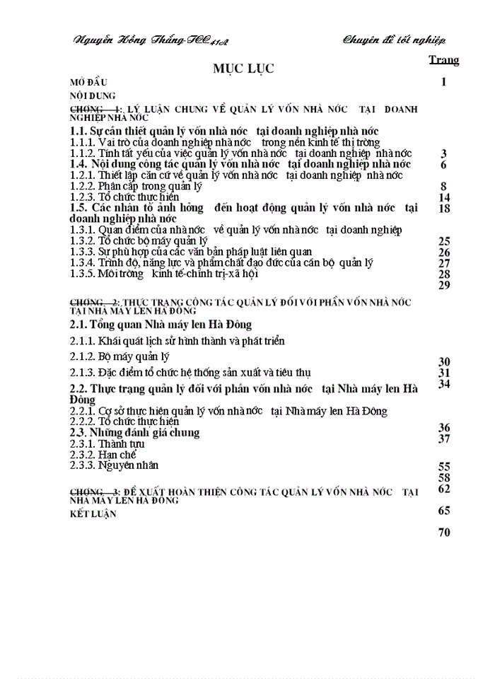 image for page Quản lý vốn nhà nước tại Doanh nghiệp nhà nước Nghiên cứu vận dụng tại Nhà máy len Hà Đông