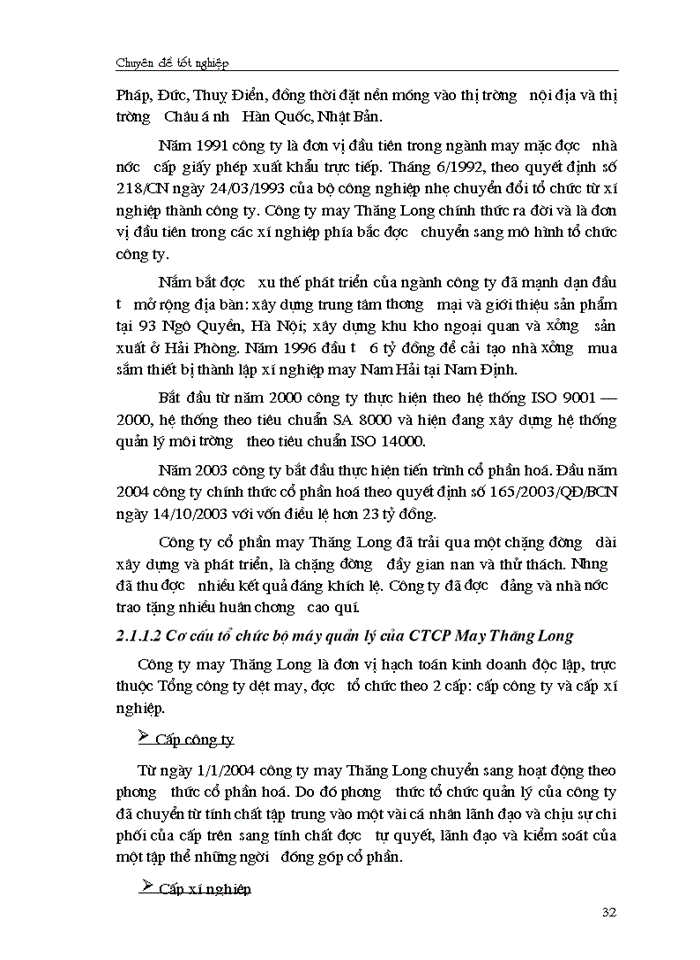 image for page Giải pháp chủ yếu tạo lập vốn cho hoạt động Sản xuất Kinh doanh ở Công ty cổ phần May Thăng Long