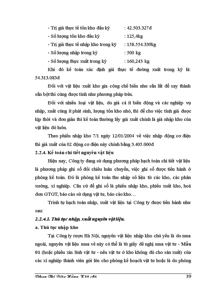 image for page Công tác Kế toán Nguyên vật liệu tại Công ty Rượu Hà Nội