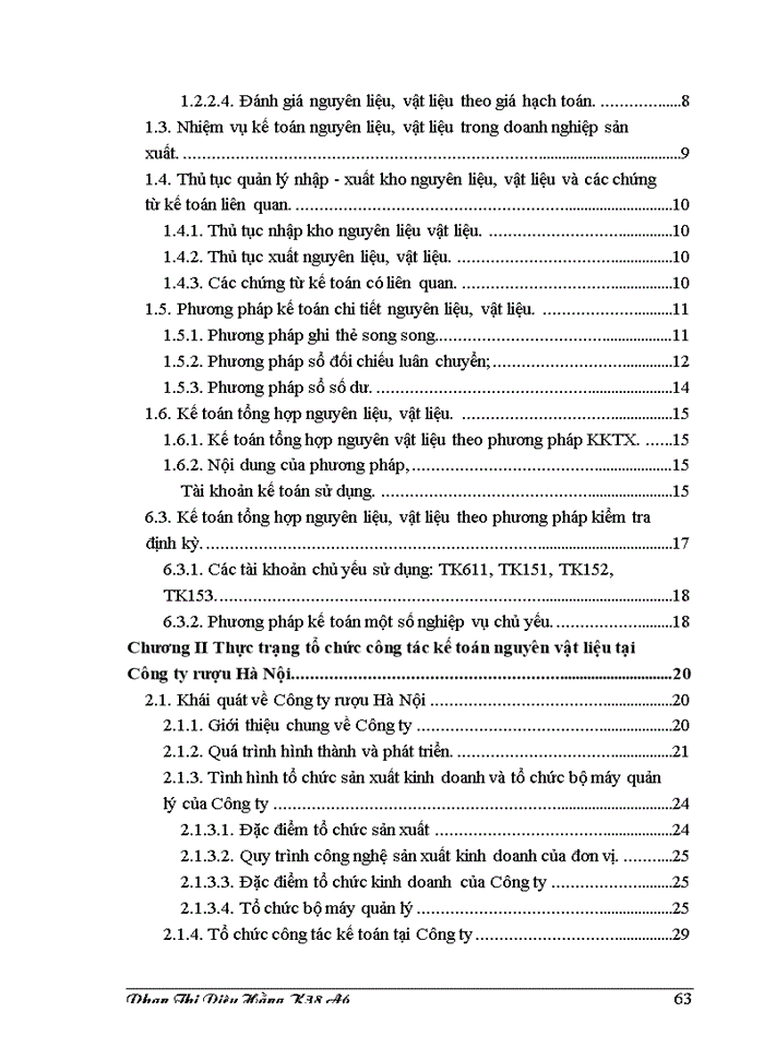 image for page Công tác Kế toán Nguyên vật liệu tại Công ty Rượu Hà Nội