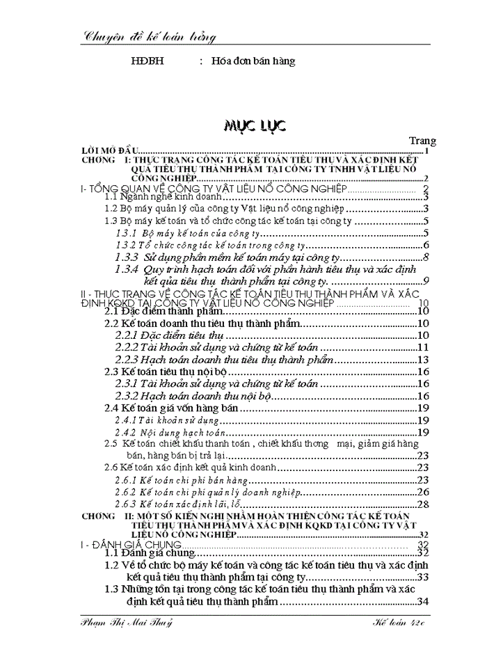 image for page Hoàn thiện công tác Kế toán tiêu thụ và xác định kết quả Tiêu thụ Thành phẩm tại Công ty Trách nhiệm Hữu hạn Vật liệu nổ Công nghiệp