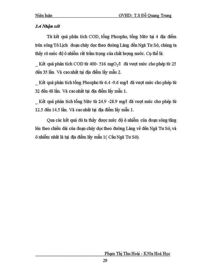 image for page Phân tích Một số chỉ tiêu chất lượng nước sông Tô Lịch