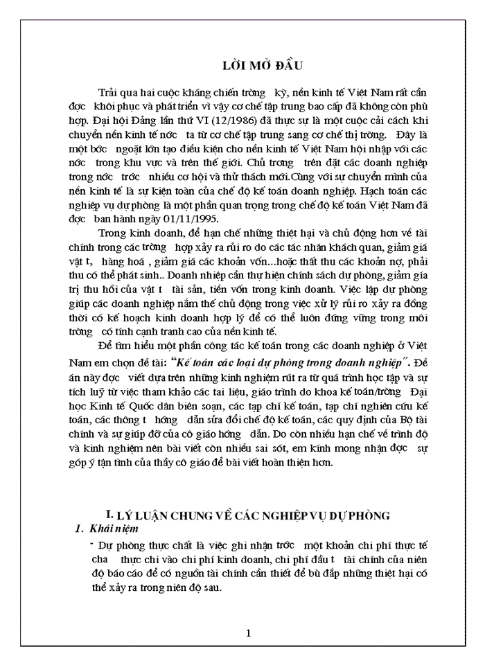 image for page Kế toán các loại dự phòng trong Doanh nghiệp