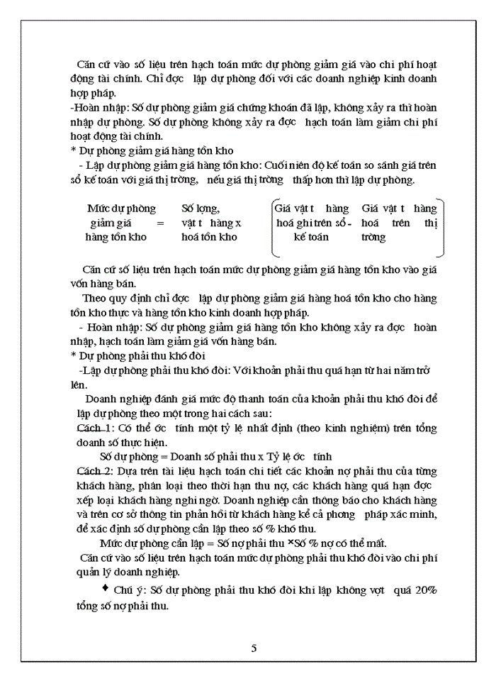 image for page Kế toán các loại dự phòng trong Doanh nghiệp