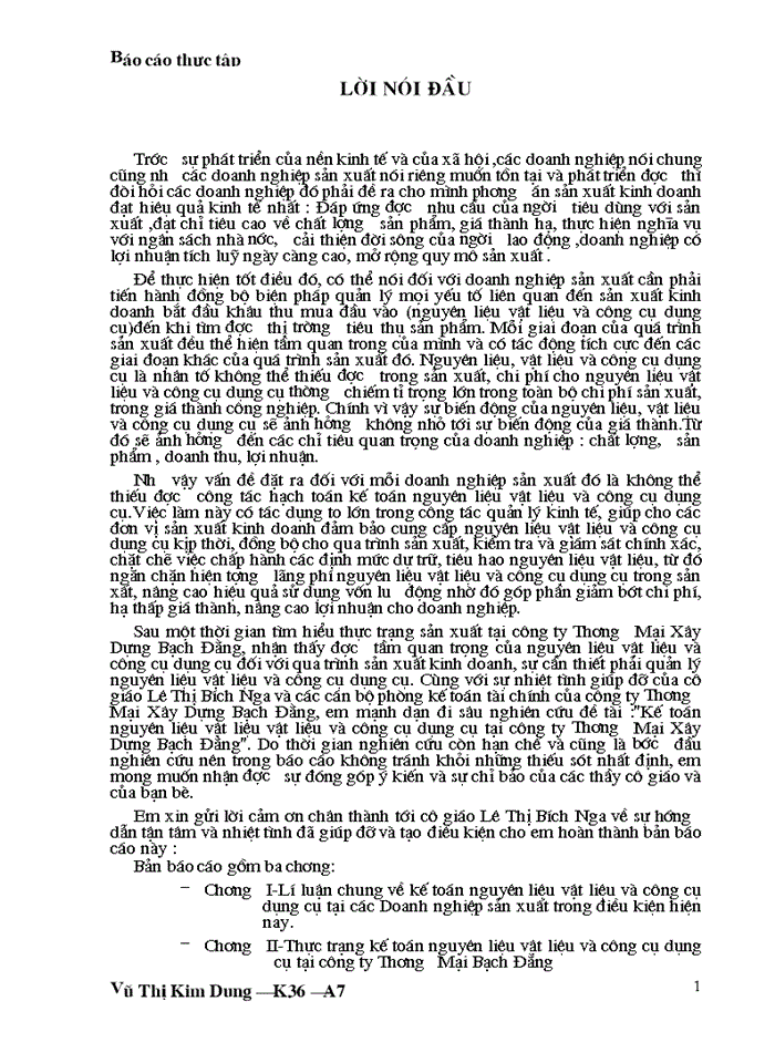 image for page THS Kế toán Nguyên liệu Vật liệu vật liệu và Công cụ dụng cụ tại Công ty Thương mại Xây dựng Bạch Đằng