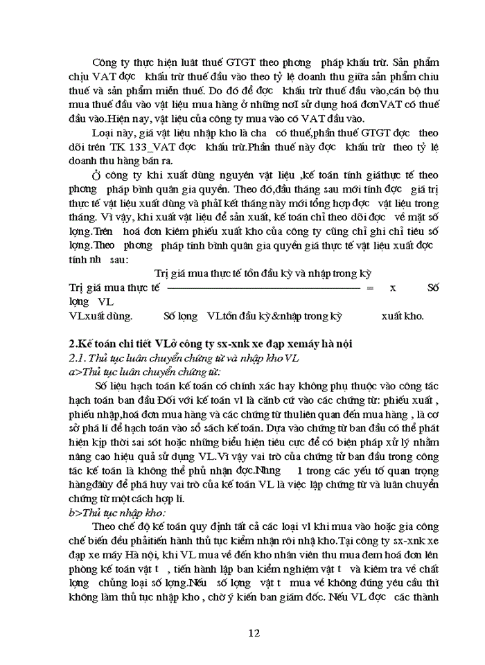 image for page Hạch toán Nguyên vật liệu ở Công ty sản xuất- Xuất nhập khẩu xe đạp xe máy Hà Nội