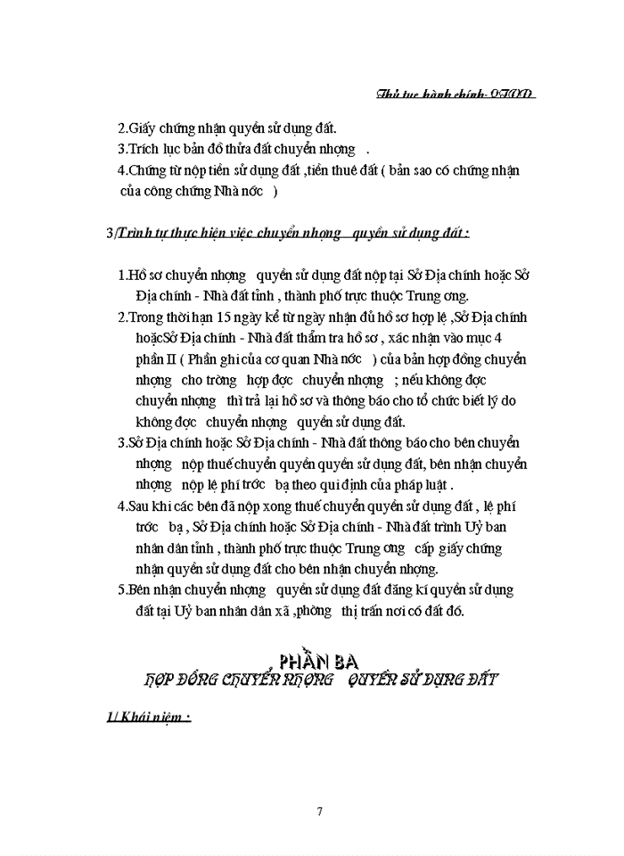 image for page Thủ tục hành chính liên quan đến vấn đề chuyển nhượng quyền sử dụng đất