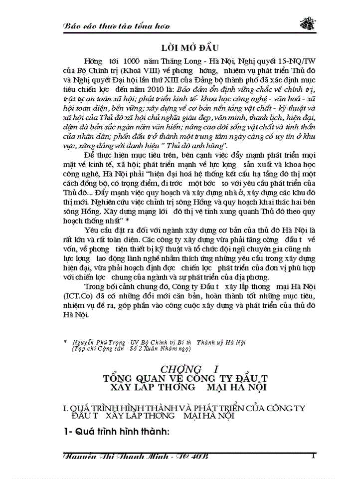 image for page Báo cáo tại Công ty Đầu tư Xây lắp Thương mại Hà Nội