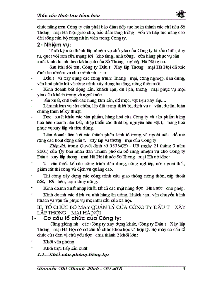 image for page Báo cáo tại Công ty Đầu tư Xây lắp Thương mại Hà Nội