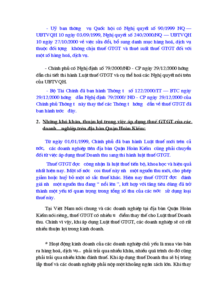 Tình hình thực hiện luật thuế Giá trị gia tăng của Một số Doanh nghiệp Kinh doanh Thương mại trên địa bàn Quận Hoàn Kiếm Hà Nội