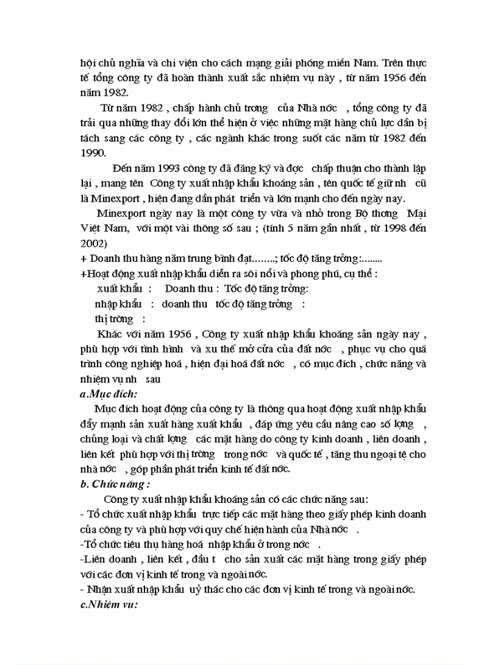 Một số Giải pháp nhằm nâng cao hiệu quả hoạt động Xuất khẩu tại Công ty Xuất nhập khẩu khoáng sản