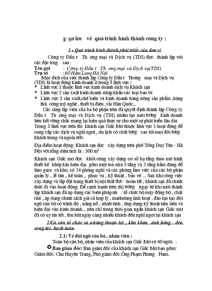 image for page Báo cáo Công ty Đầu tư Thương mại và Dịch vụ TDI