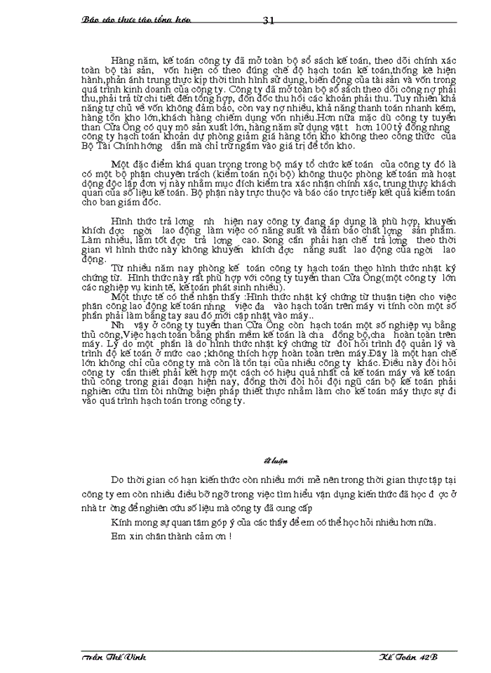 image for page Báo cáo tại Công ty tuyển than Cửa Ông