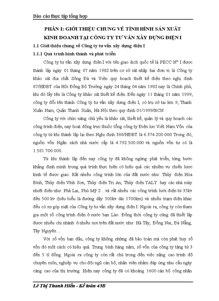 image for page Báo cáo tại Công ty tư vấn Xây dựng Điện I