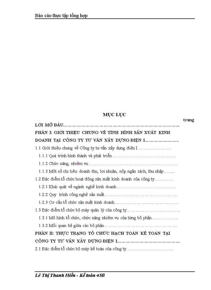 image for page Báo cáo tại Công ty tư vấn Xây dựng Điện I