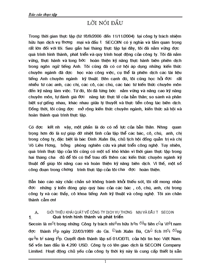 image for page Báo cáo thực tâp tập Công ty dịch vụ Thương mại và đầu tư secoin