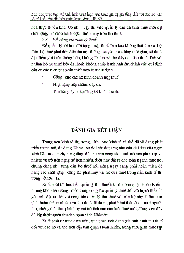 image for page Báo cáo thực tập Về tình hình thực hiện luật thuế Giá trị gia tăng đối với các hộ kinh tế cá thể trên địa bàn quận hoàn kiếm - Hà Nội