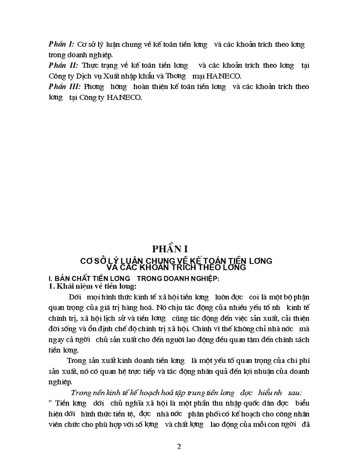 Thực trạng về Kế toán tiền lương và các khoản trích theo lương tại Công ty Dịch vụ Xuất nhập khẩu và Thương mại HANECO