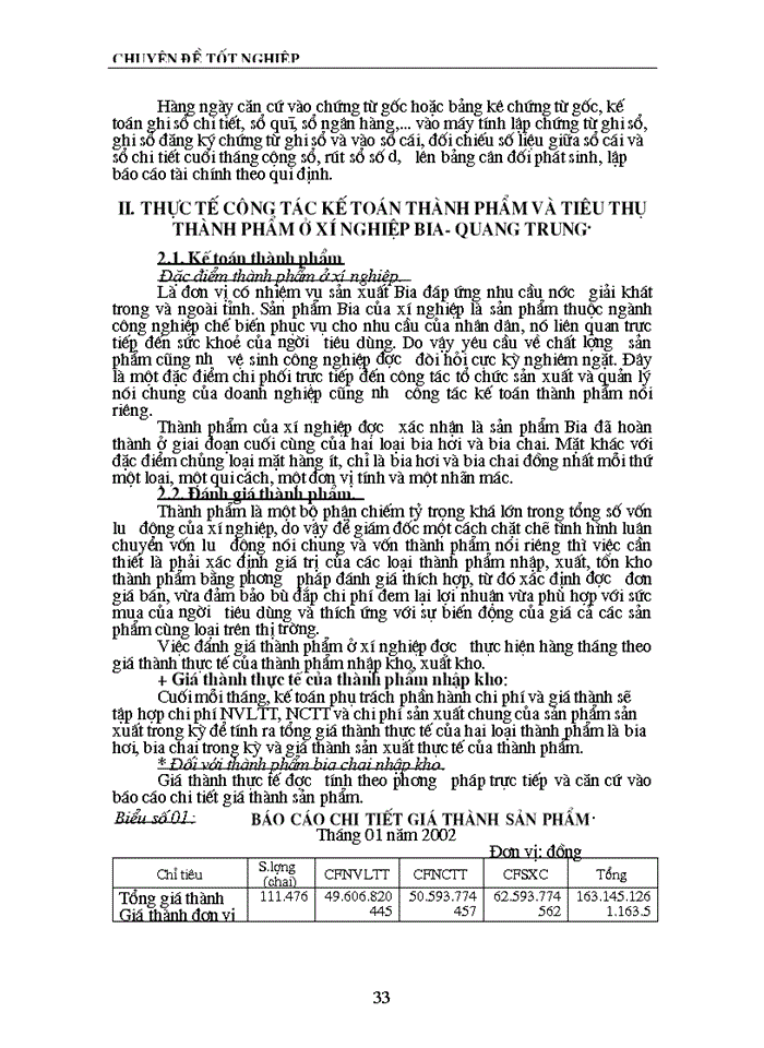 image for page Tổ chức hạch toán thành phẩm và Tiêu thụ Thành phẩm ở xí nghiệp Bia- Quang Trung