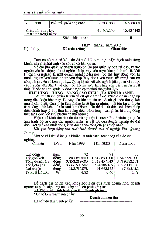 image for page Tổ chức hạch toán thành phẩm và Tiêu thụ Thành phẩm ở xí nghiệp Bia- Quang Trung