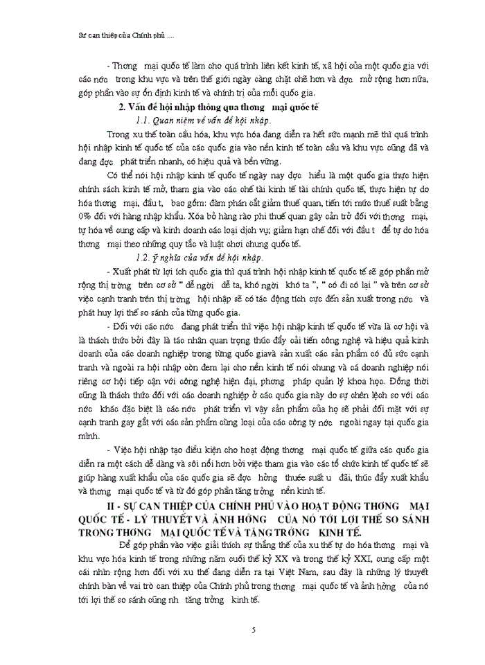 Sự can thiệp của Chính phủ vào hoạt động Thương mại quốc tế trong tiến trình hội nhập của Việt Nam thông qua các biện pháp tài chính