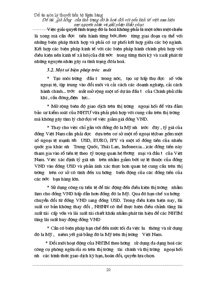 image for page Ảnh hưởng của tình trạng đô la hoá đối với nền kinh tế Việt Nam hiện nay nguyên nhân và Giải pháp khắc phục