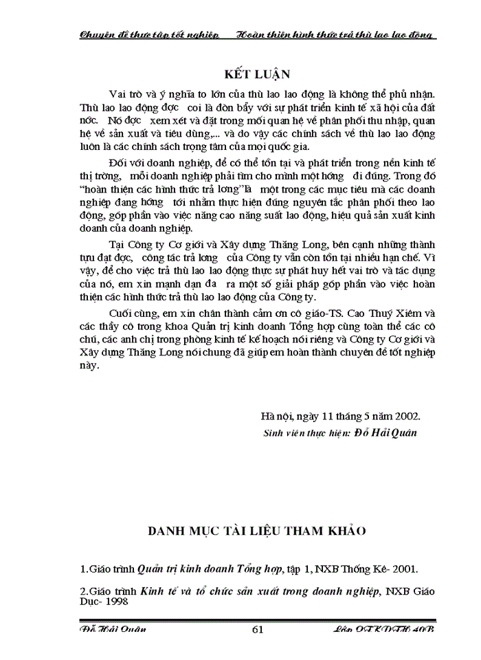 image for page Một số biện pháp hoàn thiện công tác thù lao lao động nhằm tăng năng suất lao động ở Công ty Cơ giới và Xây dựng Thăng Long