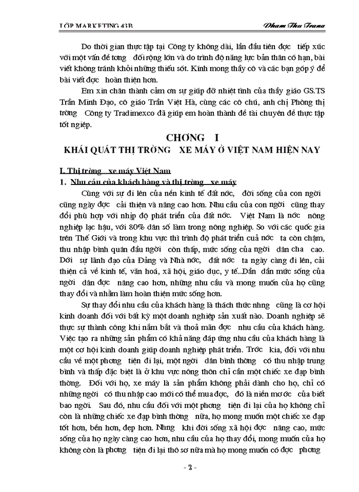 image for page Thực trạng khai thác thị trường xe máy của Công ty TRADIMEXCO Hải Phòng