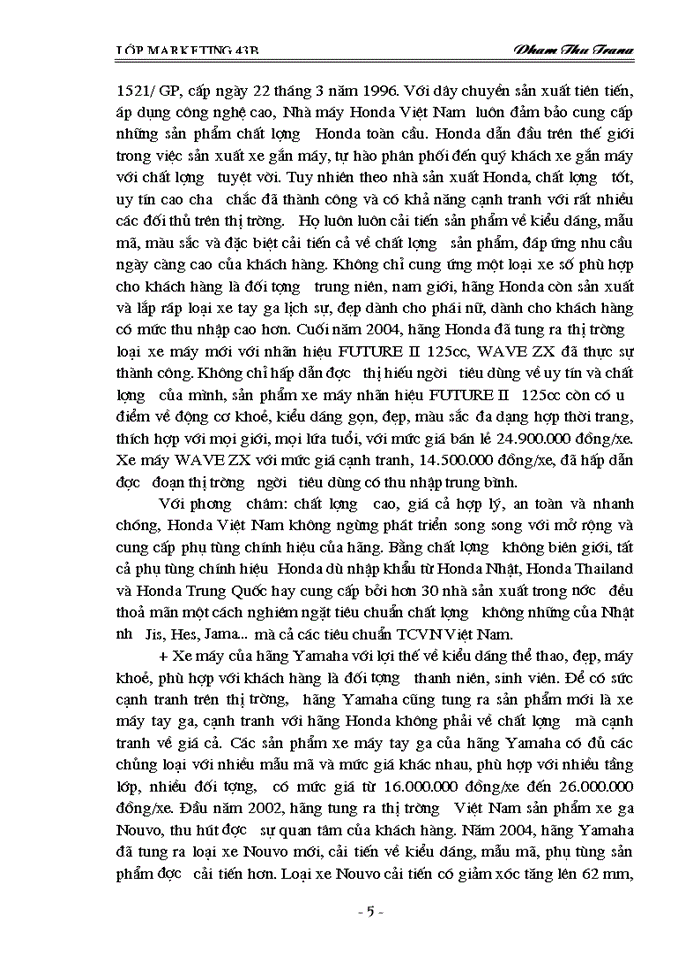 image for page Thực trạng khai thác thị trường xe máy của Công ty TRADIMEXCO Hải Phòng