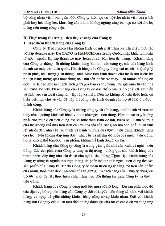 image for page Thực trạng khai thác thị trường xe máy của Công ty TRADIMEXCO Hải Phòng