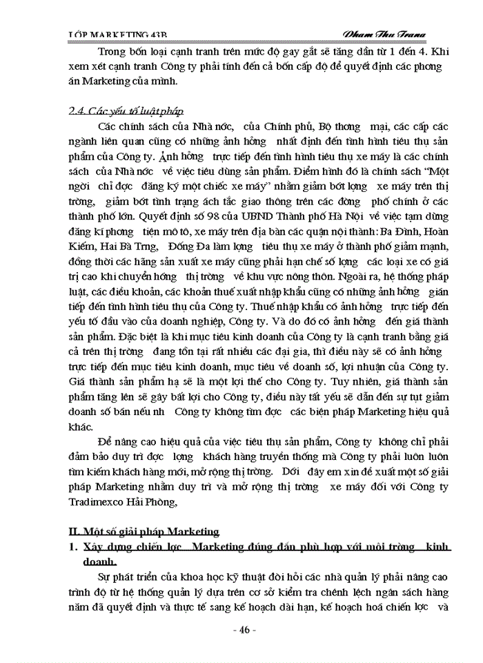 image for page Thực trạng khai thác thị trường xe máy của Công ty TRADIMEXCO Hải Phòng